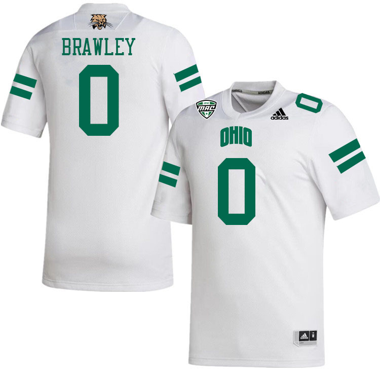 Ohio Bobcats #0 Austin Brawley College Football Jerseys Stitched-White